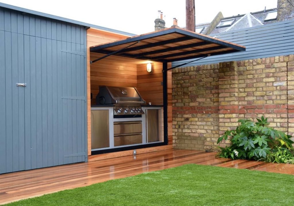Moderne buitenkeuken afdekken en verbergen