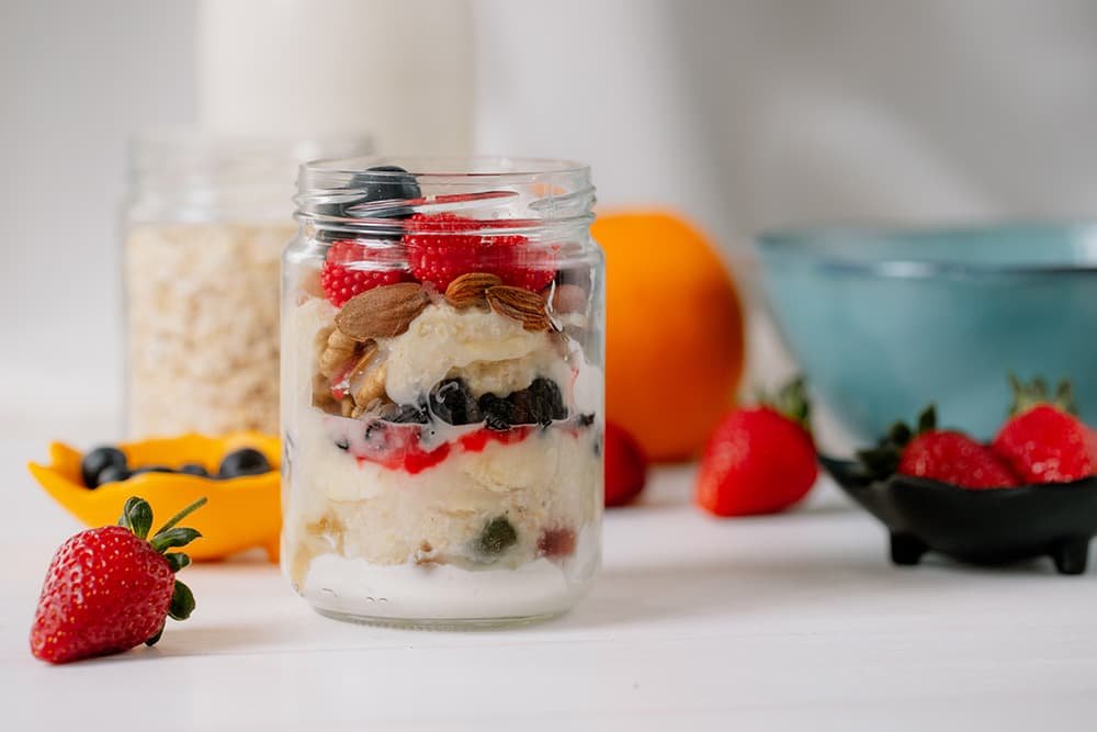 overnight oats met aardbeien