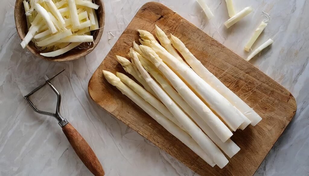 Witte geschilde asperges