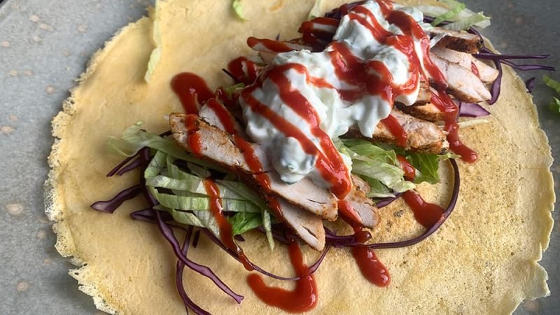 Eiwitrijke dürüm kip kebab