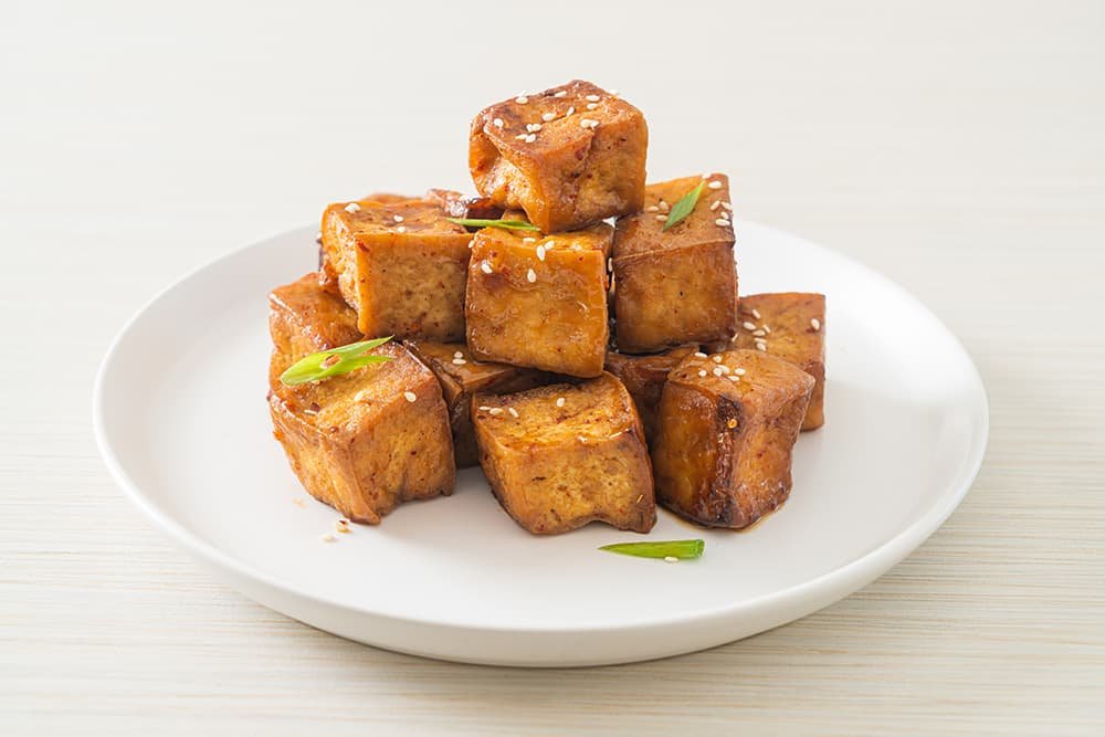 Gebakken tofu met teriyaki saus