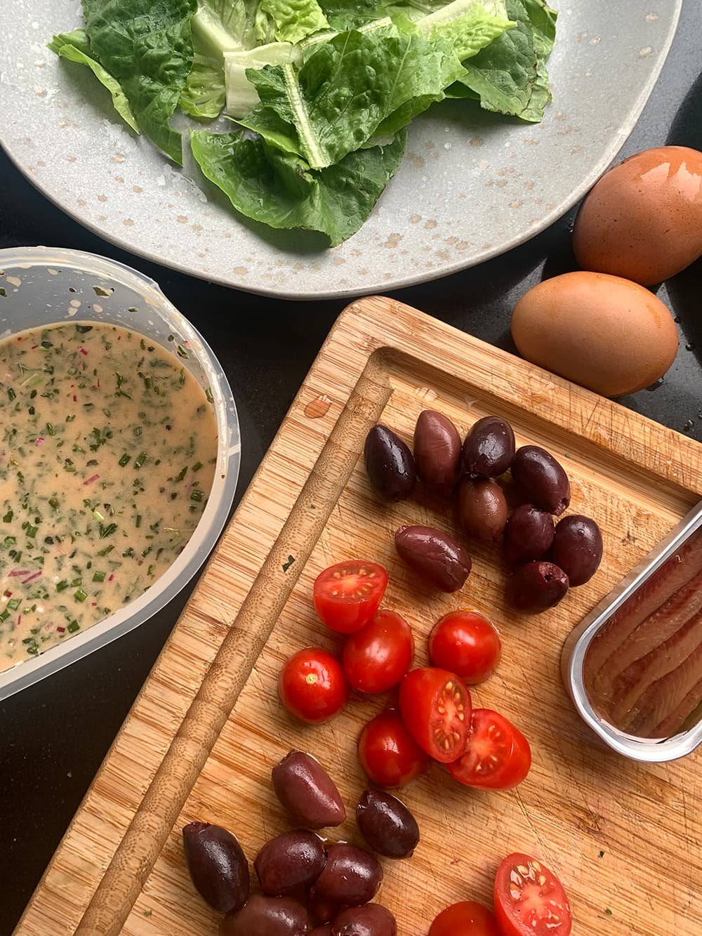 Ingrediënten voor salade nicoise