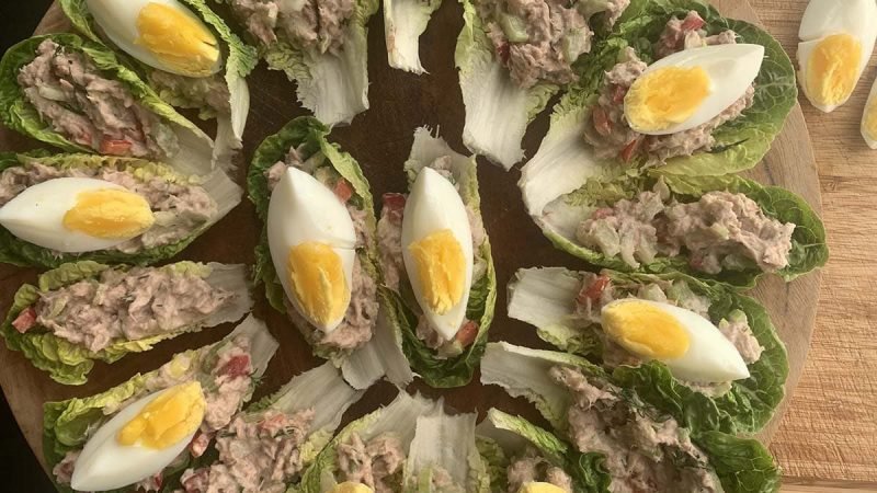 Tonijnsalade hapjes, koud borrelhapje