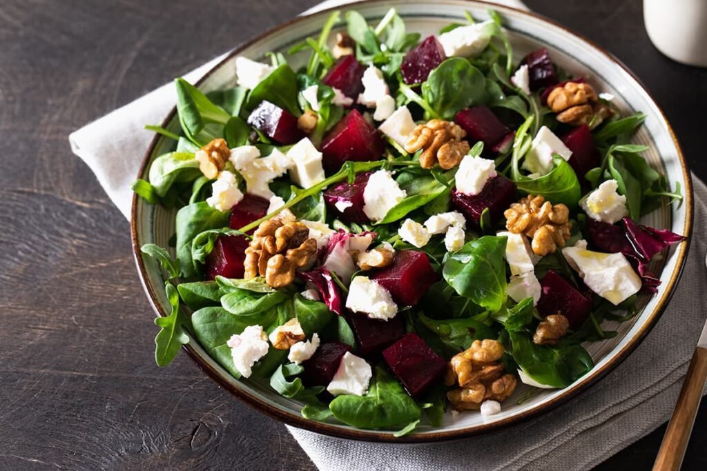 Rode bietensalade recept met walnoten en geitenkaas