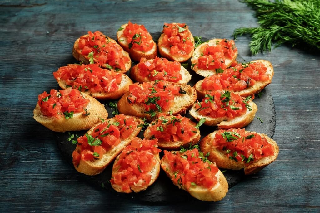Origineel Italiaanse bruschetta serveren