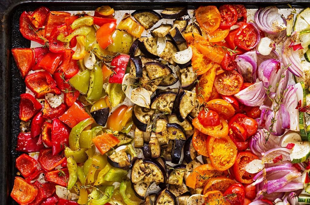 Salade van gegrilde groenten uit de oven