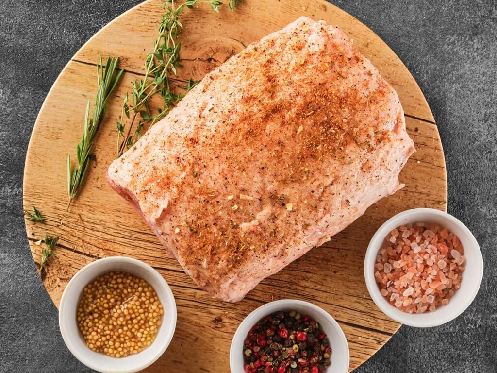 Varkensfilet insmeren met kruiden