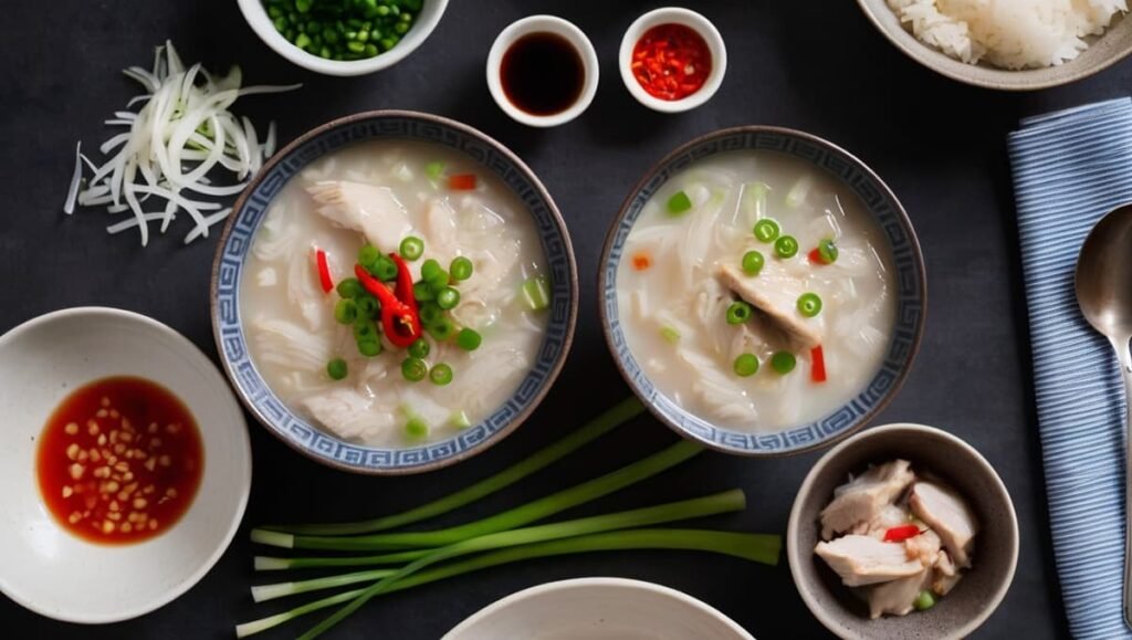 Chinese Congee kun je vullen met kip, groenten en kruiden.