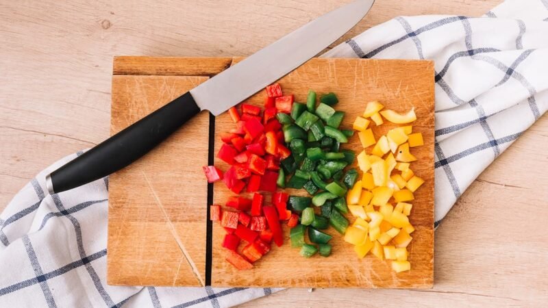 In blokjes gesneden paprika