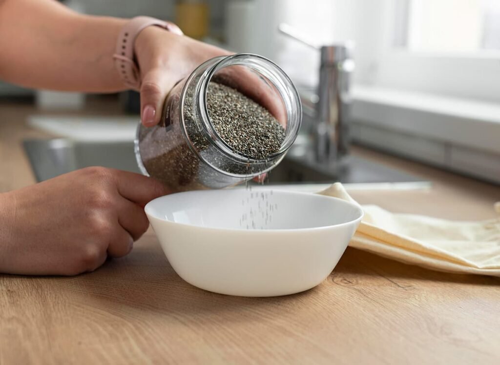 Chiazaad voor de dekte van de overnight oats