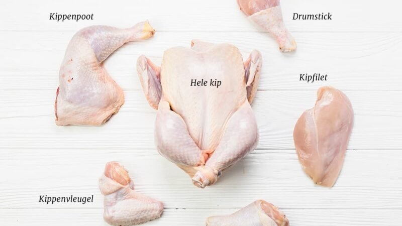 Hele kip snijden en de kipdelen