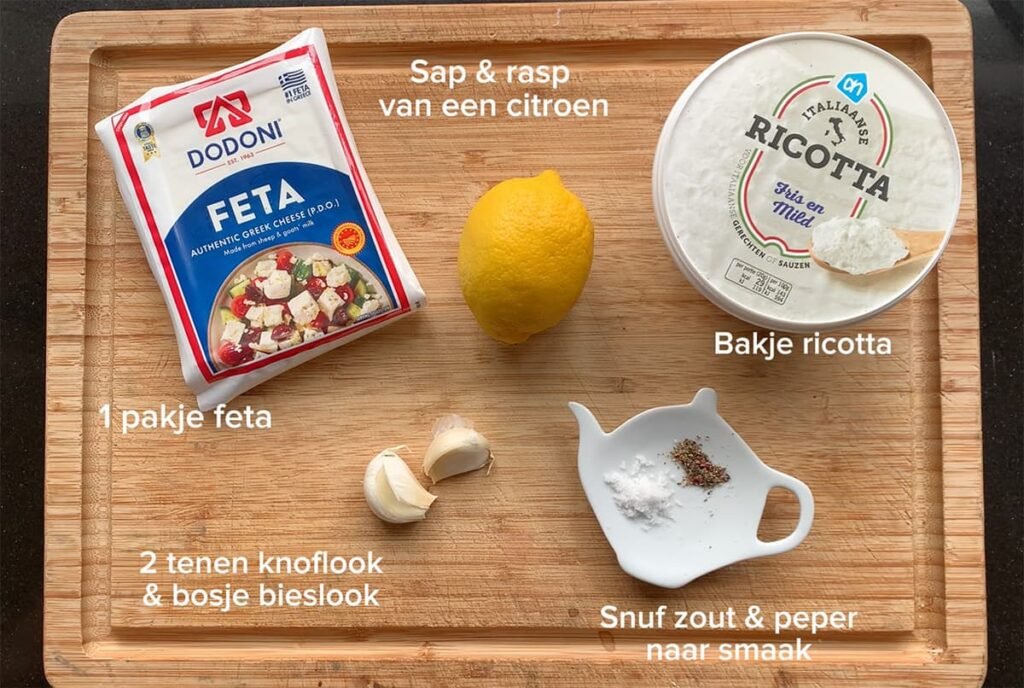 Ingredienten voor de whipped feta